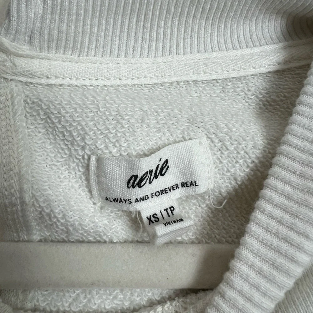 Aerie Pink Bow Oversized Slouchy Pullover White Coquette XS - Picture 3 of 3
